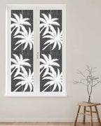 Window Privacy Film Frosted, Black Tropical Tree Reusable Static Cling Window Tints, Summer Coastal Palm Trees Heat Control Windows Films for Offices, Balcony, 29.5 x 118 Inches - Image 2