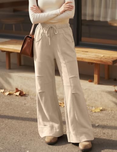 TARSE Womens Wide Leg Lounge Pant Baggy Flare Elastic Waist Sweatpants - Image 4