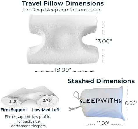 sleepwithme. Beauty Anti-Aging Travel Pillow - Compact Cooling Contour Memory Foam Pillow for Sleeping - Home, Hotels, Camping, On-the-Go Side, Back, Stomach Sleepers - Firm Low-Medium Loft 18' x 13" - Image 2