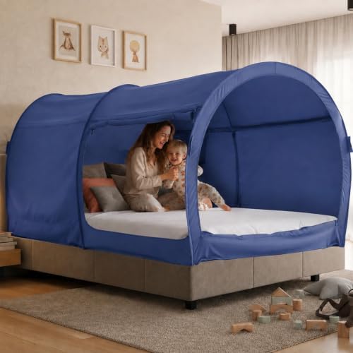 LEEDOR® Bed Tent Dream Tent Bed Canopy Shelter Cabin Sleeping Tent Indoor Bed Curtain Pop Up Privacy Warm Breathable with 4 Doors Twin/Full/Queen for Kids and Adult (Mattress Not Included) by LEEDOR