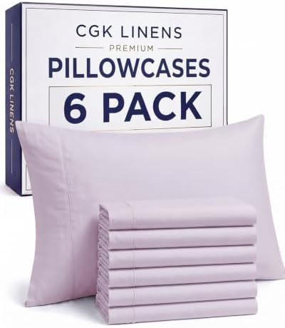 Queen Pillow Cases - 6 Pack Pillowcase Covers - 20" x 30" (Light Lavender) by CGKUnlimited