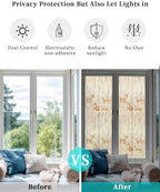 Window Privacy Film Frosted, Thanksgiving Fall Reusable Static Cling Window Tints, Farmhouse Deer Fox Orange Leaves Vines Heat Control Windows Films for Offices, Balcony, 29.5 x 118 Inches - Image 6