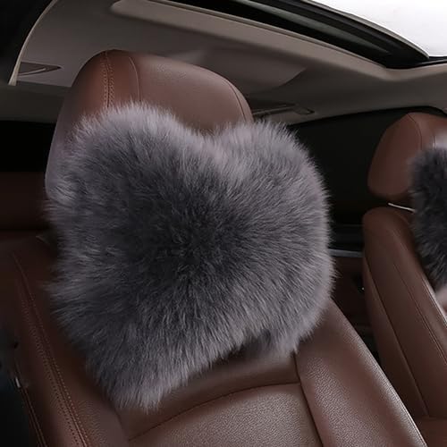 Fluffy Car Headrest Pillow Furry Long Wool Lumbar Auto Head Neck Support Pillow Cushion Natural Luxury Fur Warm Soft Comfort Winter - Image 2