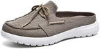 Buyrew Mules for Women with Arch Support - Lightweight Washed Cotton Sneaker Mules - Breathable Walking Flats, Comfortable Slip On Shoes for Business Casual, Office, Travel by Buyrew