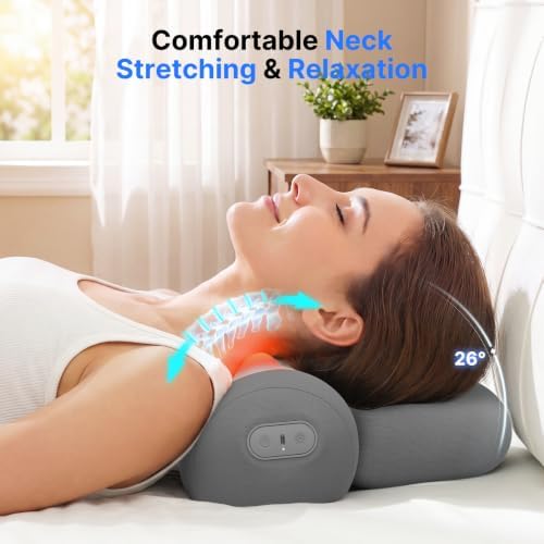 Shiatsu Neck Massager Pillow with Massage, Heat & Traction, Cordless, Grey - Image 5