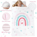 PHF Toddler Nap Mat with Removable Pillow and Minky Blanket, Rollup Design Kids Sleeping Mat, Slumber Bags for Girls, 50"x20" Toddler Sleeping Bag for Daycare Preschool Travel Camping, Rainbow - Image 5