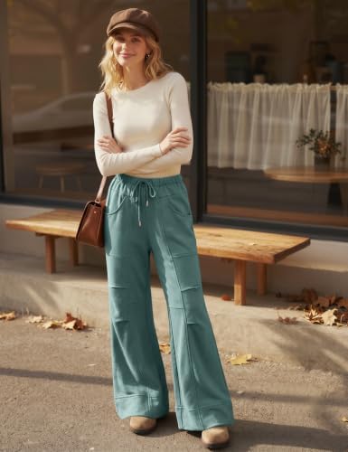 TARSE Womens Wide Leg Lounge Pant Baggy Flare Elastic Waist Sweatpants - Image 4