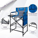 Tall Folding Directors Chair with Side Table 30.71" Seat Height Foldable Camping Chair Bar Stool for Makeup Artist Face Painting with Footrest and Storage Pocket Supports 350LBS - Image 4