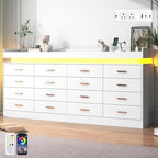 jiteentarou 16 Drawer Dresser with Charging Station and LED Lights, Modern Chest of Drawers with Power Outlet, Organizer Cabinet for Bedroom, Living Room, Entryway, White by jiteentarou