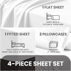 Pizuna 100% Cotton Full Sheet Set 600 Thread Count White - Image 4