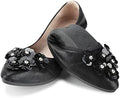 KUNWFNIX Women Ballet Flats Rhinestone Wedding Ballerina Shoes Foldable Sparkly Comfort Slip on Flat Shoes by KUNWFNIX