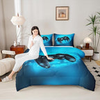 Erosebridal Gamer Comforter Set for Boys Teens Blue Gaming Bedding Set Video Game Bedding Home Decor for Kids Comforter Twin Size 2 Pieces Quilted Duvet Set 1 Comforter with 1 Pillowcase - Image 2
