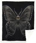 Black Butterfly Sherpa Blanket Dark Aesthetic Throw Blanket for Women Soft Warm Cozy 50x60 Inches Gothic Room Decor Bedroom Couch Gift for Birthday Housewarming Anniversary by Sleepwish