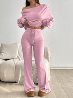 Nimsruc Off The Shoulder 2 Piece Sets For Women Fall Matching Lounge Set - Image 3