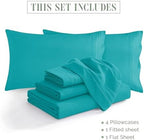 Elegant Comfort 1500 Premium Quality 6-Piece Bed Sheet Set - 18-24 Inch Extra Deep Pocket, Smart Storage Pockets, Wrinkle Free Ultra Soft 6PC Extra Deep Pocket Sheets, Full, Turquoise - Image 4