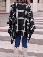 Yousify Women’s Shawl Wrap Plaid Knit Poncho Cape Sweater - Image 3
