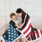 Lineman Blanket American Flag Sherpa Blanket Red and Blue Grunge Stripes Throw Blanket for Boys Men Teens Soft Fleece Blanket Electrician Lineman Silhouette Print Fuzzy Blanket Father's Day 60”x80” - Image 2