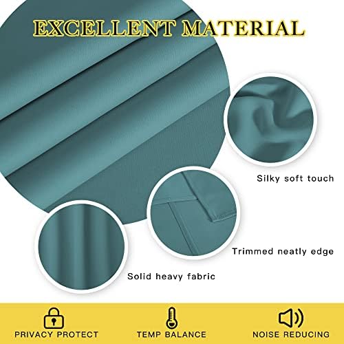NICETOWN Blackout Patio Curtains 100 x 144 Inches Long for Sliding Door Extral Wide Blackout Curtain Panels Thermal Insulated Room Divider - Grommet Top, 100" W x 144" L, 1 Panel, Sea Teal - Image 2