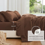 Love's cabin Seersucker Brown King Size Comforter Set, 7-Piece Bed in a Bag - Image 3