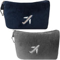 BlueHills Mini Travel Blanket Pillows for Two Airplane Traveling Essentials Flight Throws in Bag case with Backpack Clip Compact Plane Accessories – Navy Blue and Gray by BlueHills