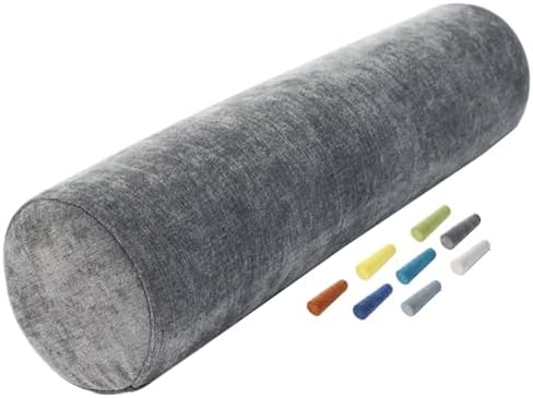 Round Neck & Lumbar Support Bolster Pillow, High-Density Foam Cylindrical Pillow with Removable Washable Cover for Head Back Neck Leg & Body Support(Dark Grey,6x35in/12x90cm) by Unknown