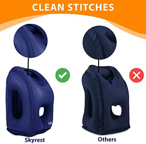 Inflatable Travel Pillow - Neck Pillows for Travel, Travel Pillow for Sleeping Comfortably on Airplanes, Airplane Pillow for Buses, Cars, Office & Trains-Free Eye Mask & Earplugs- Blue, 2 Pack - Image 3