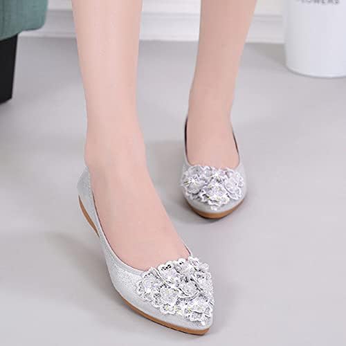 KUNWFNIX Women Ballet Flats Rhinestone Wedding Ballerina Shoes Foldable Sparkly Comfort Slip on Flat Shoes - Image 4