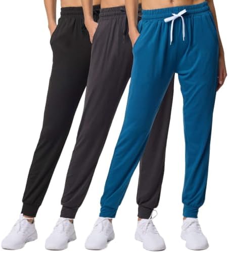 3 Pack Women's Joggers Sweatpants Lounge Pants Yoga Workout Pajama Pockets by RealEssentials