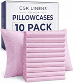 Queen Pillow Cases - 10 Pack Pillowcase Covers - 20" x 30" (Light Pink) by CGKUnlimited