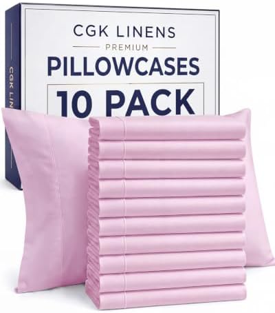 Queen Pillow Cases - 10 Pack Pillowcase Covers - 20" x 30" (Light Pink) by CGKUnlimited