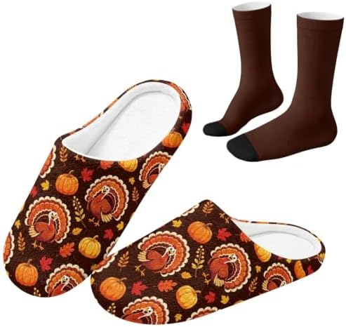 Jeiento Fuzzy Slippers and Sock Set Women's Warm Cozy Memory Foam House Shoes Soft Slip-on Slides by Jeiento
