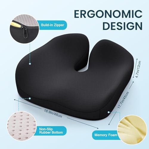 Benazcap Memory Foam Seat Cushion, Ergonomic Office Chair Cushion - Image 2