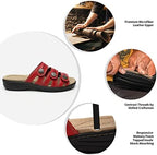 Women's Comfort Leather Slides Lightweight Flat Sandals Cute Slip On Casual Walking Slippers - Image 5