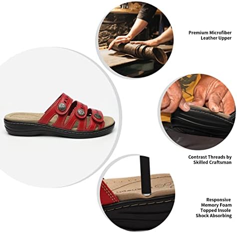 Women's Comfort Leather Slides Lightweight Flat Sandals Cute Slip On Casual Walking Slippers - Image 5