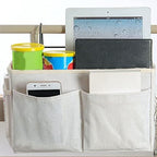 Bedside Hanging Bag,Bedside Organiser,Bedside Pocket, Bedside Hanging Storage Bag Caddy Pocket Nightstand Organizer Basket White for Bunk Bed Dorm Rooms - Image 6
