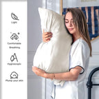 Suatien Mulberry Silk Pillow Cases 2 Pack Standard Size, Beige - Image 3