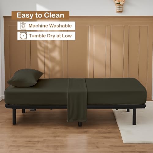 ARlinen 4 PCs Cot Sheets Sets 33" X 75", Egyptian Cotton Fitted Mattress Fits Upto 4"-8" Deep Perfect for Narrow Twin/RV Bunk/Guest Bed Replacement/Camping, Dark Grey - Image 5