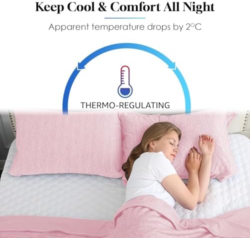 CHOSHOME Cooling Pillow Cases Zipper Pillow Covers Q-Max > 0.45 Zippered Pillowcases for Hot Sleepers, Soft, Breathable, Skin-Friendly, 4 Pack (Queen, 20"x30", Pink) - Image 2