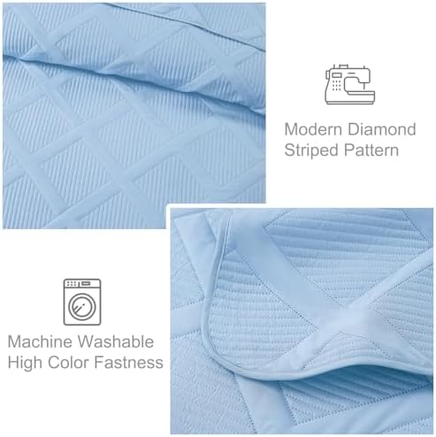 Exclusivo Mezcla 3-Piece Soft Quilts Queen Size Bedding Set, Sky Blue - Image 3