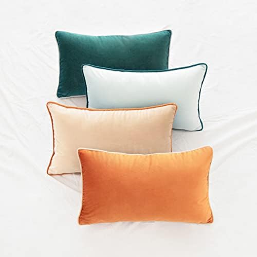 MONDAY MOOSE Decorative Throw Pillow Covers Cushion Cases, Set of 4 Soft Velvet Modern Double-Sided Designs, Mix and Match for Home Decor, Pillow Inserts Not Included (12x20 inch, Orange/Green) - Image 6