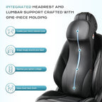 Coverado Lumbar Support and Headrest Pillow for Car, Integrated Design Ergonomic Memory Foam Head Neck Support Pillow for Driving Seat, Soft Leather Breathable Back Support, Back Pain Relief, Black - Image 4