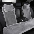 Fluffy Car Headrest Pillow Furry Long Wool Lumbar Auto Head Neck Support Pillow Cushion Natural Luxury Fur Warm Soft Comfort Winter (Gray, Shearling Wool) - Image 5