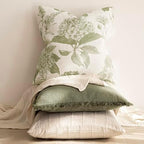 Foindtower Set of 2 Linen Floral Throw Pillow Covers Vintage Accent Print Decorative Cozy Cushion Covers Farmhouse Boho Home Decor for Sofa Chair Couch Bedroom Living Room,22×22 Inch,Light Green - Image 5
