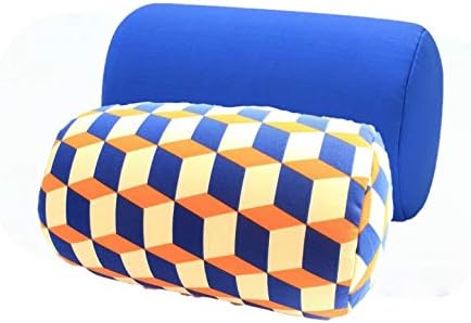 Bookishbunny 2pcs Micro Bead Microbead Roll Pillow Cushion for Bed Back Neck Head Body Support, 13" x 7", Various Designs (Blue+BlueOrange) by Bookishbunny