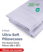 Queen Pillow Cases - 6 Pack Pillowcase Covers - 20" x 30" (Light Lavender) - Image 2