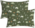 Camping Pillow Cases Queen Size Set of 2 - Campfire Pillowcases with Envelope Closure, Kids Rustic Adventure Decorative Pillow Covers for Bed Couch, Soft Breathable Microfiber by Unknown