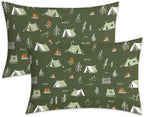 Camping Pillow Cases Queen Size Set of 2 - Campfire Pillowcases with Envelope Closure, Kids Rustic Adventure Decorative Pillow Covers for Bed Couch, Soft Breathable Microfiber by Unknown