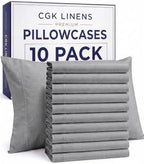 Standard Pillow Cases - 10 Pack Pillowcases, 20" x 26" - Heathered Grey by CGKUnlimited