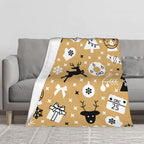 Christmas Reindeer Gingerbread Flannel Fleece Throw Blanket - Image 3