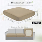 Newwiee 8 Pcs Patio Outdoor Cushion Covers,Solid,Khaki Yellow - Image 2